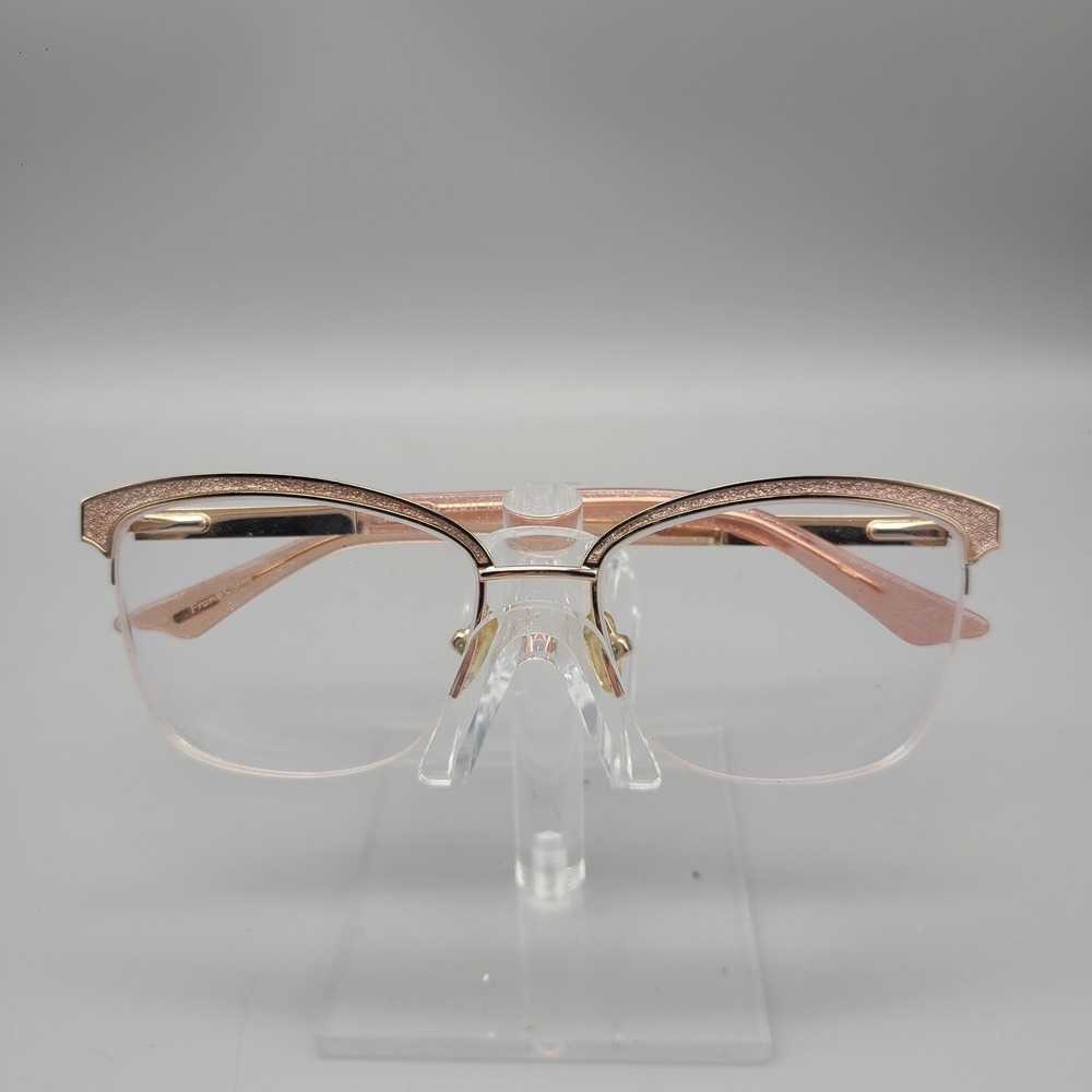 Kay Unger New York K232 GLD Gold Pink Glitter Cat Eye Eyeglass Frames 53-17-140
